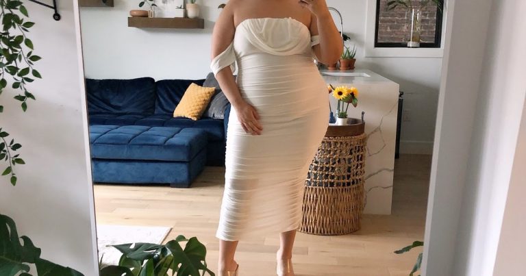 Nadia Aboulhosn: White Ruched Dress