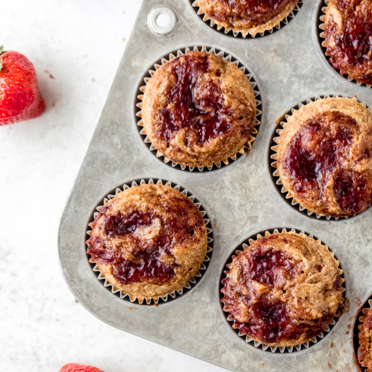 Strawberry Kissed Almond Butter Muffins (gluten free!)