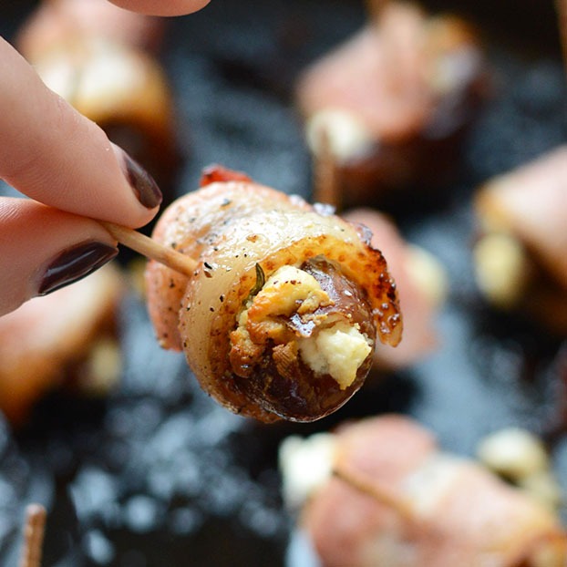 Bacon Wrapped Dates with Goat Cheese