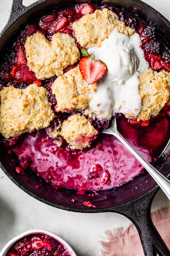 Skillet Mixed Berry Buttermilk Cobbler