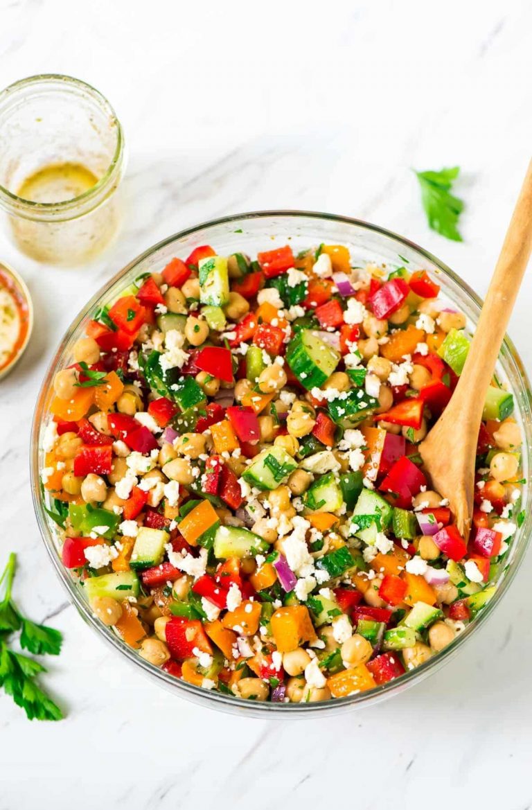 Mediterranean Chickpea Salad with Feta and Cucumber