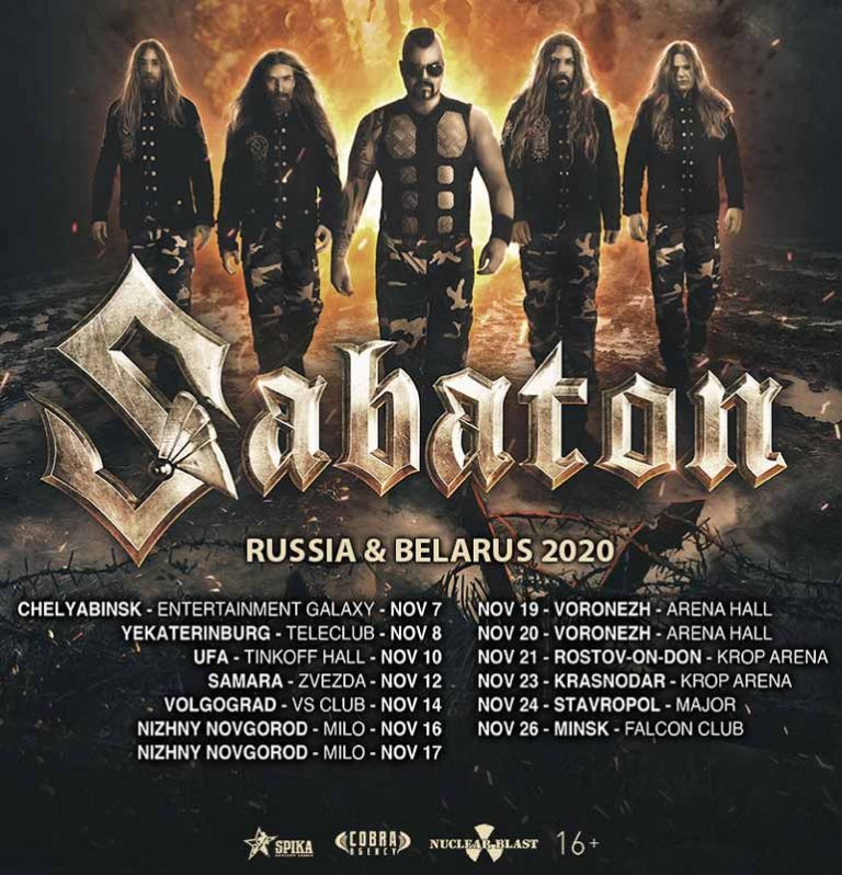 Sabaton announce new tour dates for Russia & Belarus for Nov. 2020