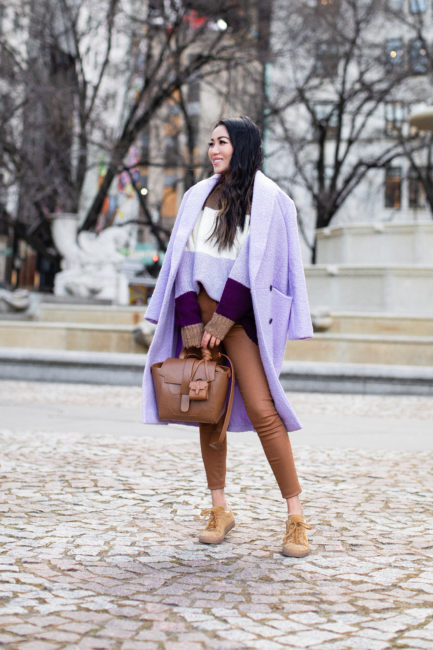 A Casual Winter Look in Lavender and Chestnut