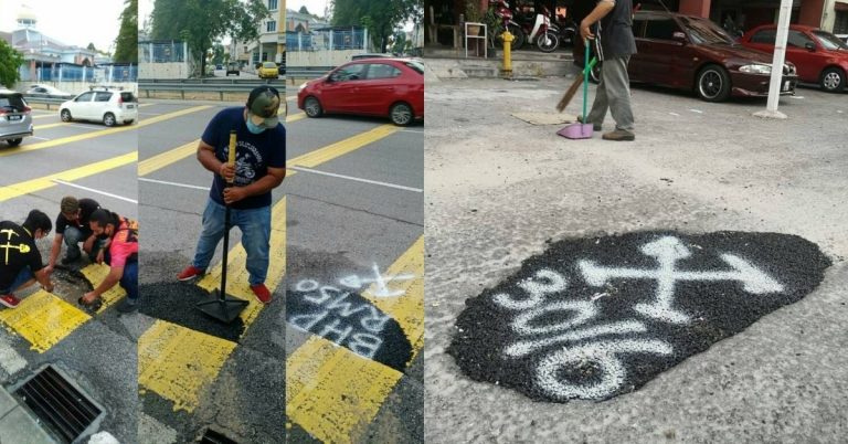 Malaysians Fixing Potholes For Road Safety