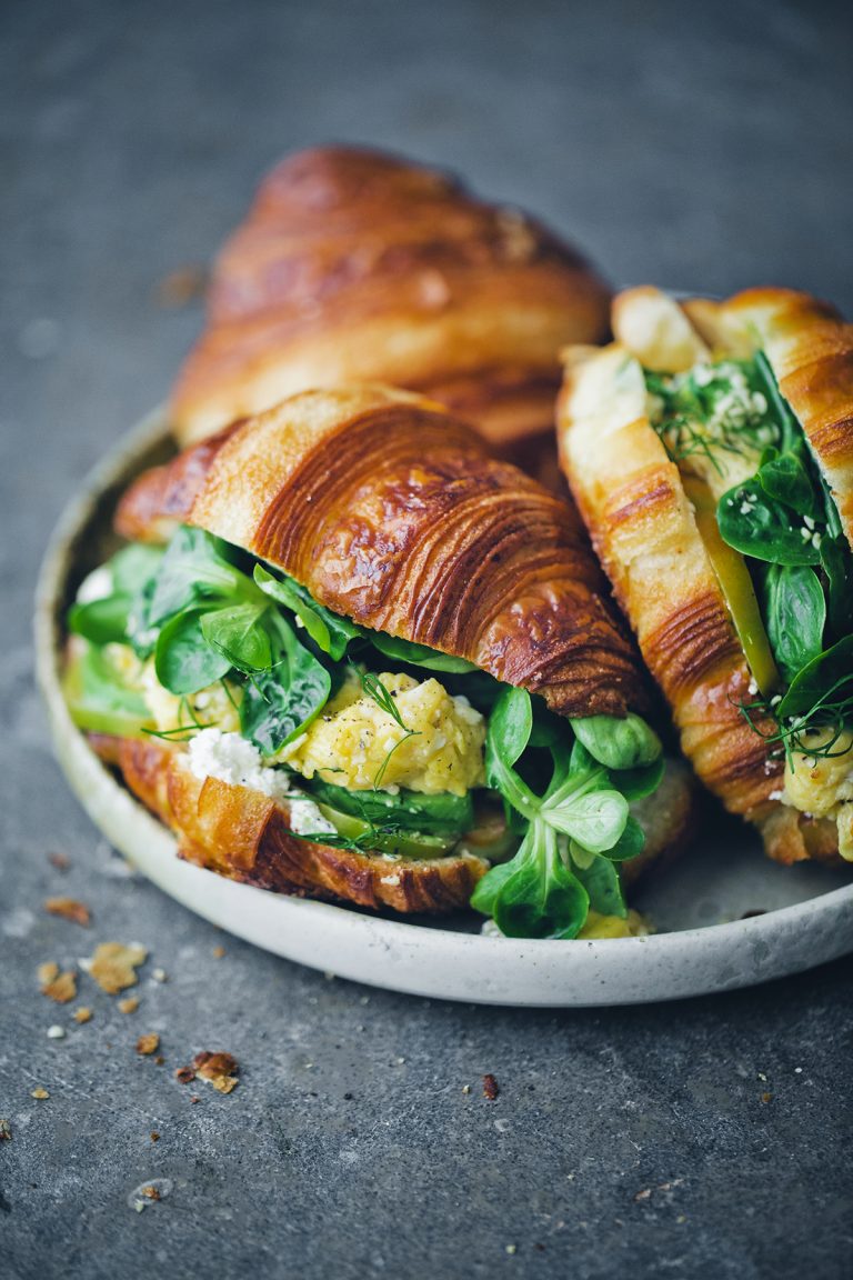 Savory Croissants with Scrambled Eggs, Labneh and Greens – Green Kitchen Stories