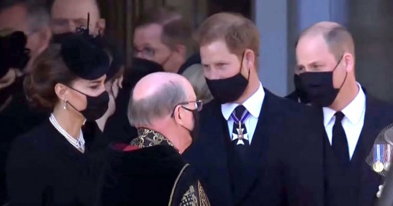 Prince Harry Chats With William, Kate After Prince Philip’s Funeral: Video