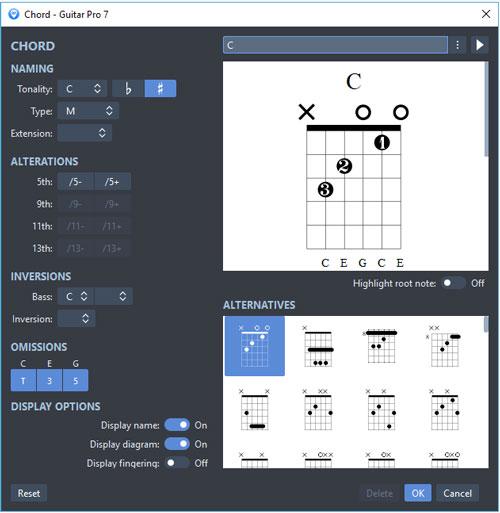 Finding Chords with Guitar Pro 7.5