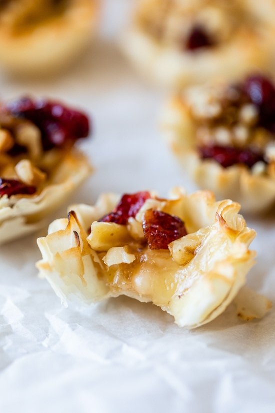 Easy Baked Brie Phyllo Cups with Craisins and Walnuts (5 Components)