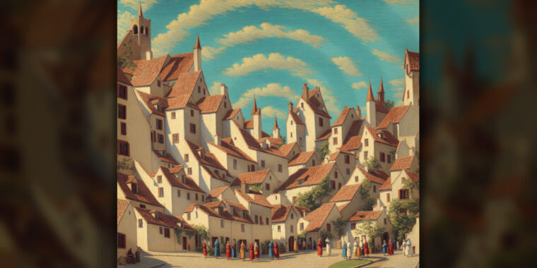 Funky AI-generated spiraling medieval village captivates social media