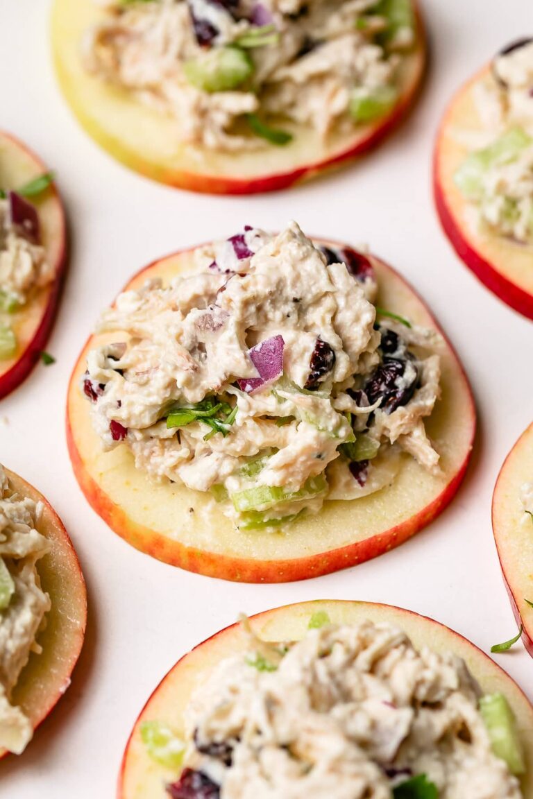 Cranberry Chicken Salad on Apple Slices 