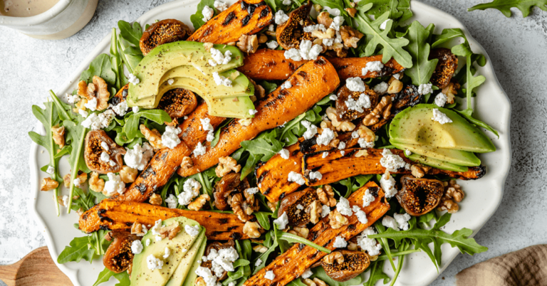 Grilled Carrot Arugula Salad with Avocado